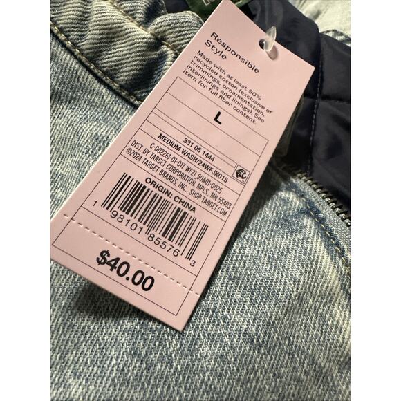 Wild Fable Women's Heavyweight Denim Oversized Bomber Jacket Size Large Blue - Picture 3 of 4